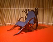 Art Nouveau style brown leather armchair , 1/12 miniature for dollhouses