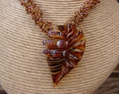 Glass Focal Shell Seed Bead Necklace