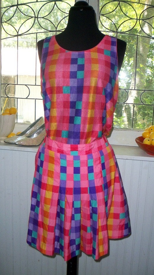 Flirty fun 1980's Scooter skirt and shirt Let's go rollerskate skirt romper