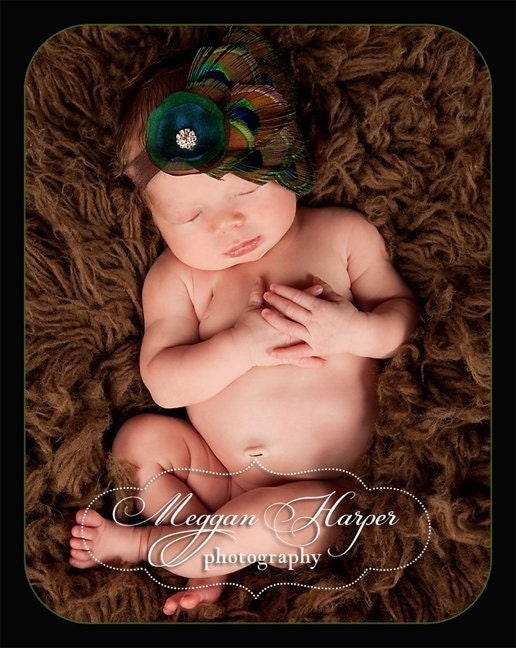 Baby Headbands, Baby Girl Headband, Baby Bows Headband, Infant Headband, Peacock feather headband ,Feather headband , Photo prop