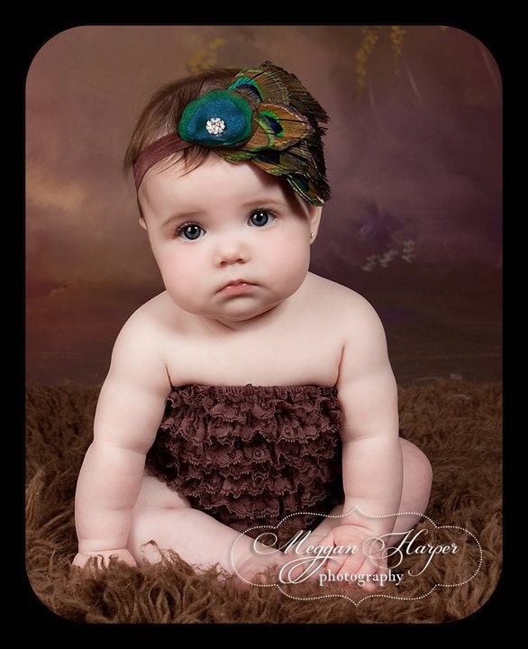 Baby Headbands, Baby Girl Headband, Baby Bows Headband, Infant Headband, Peacock feather headband ,Feather headband , Photo prop