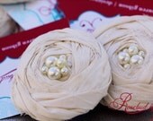 Hair clip- Single Rosebud - Champagne with Pearls