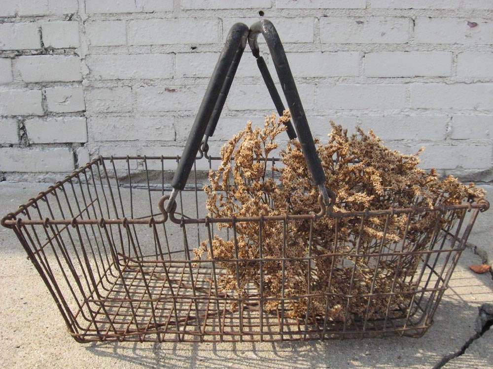 Old Rusty Wire Farmhouse Basket....Treasury Item