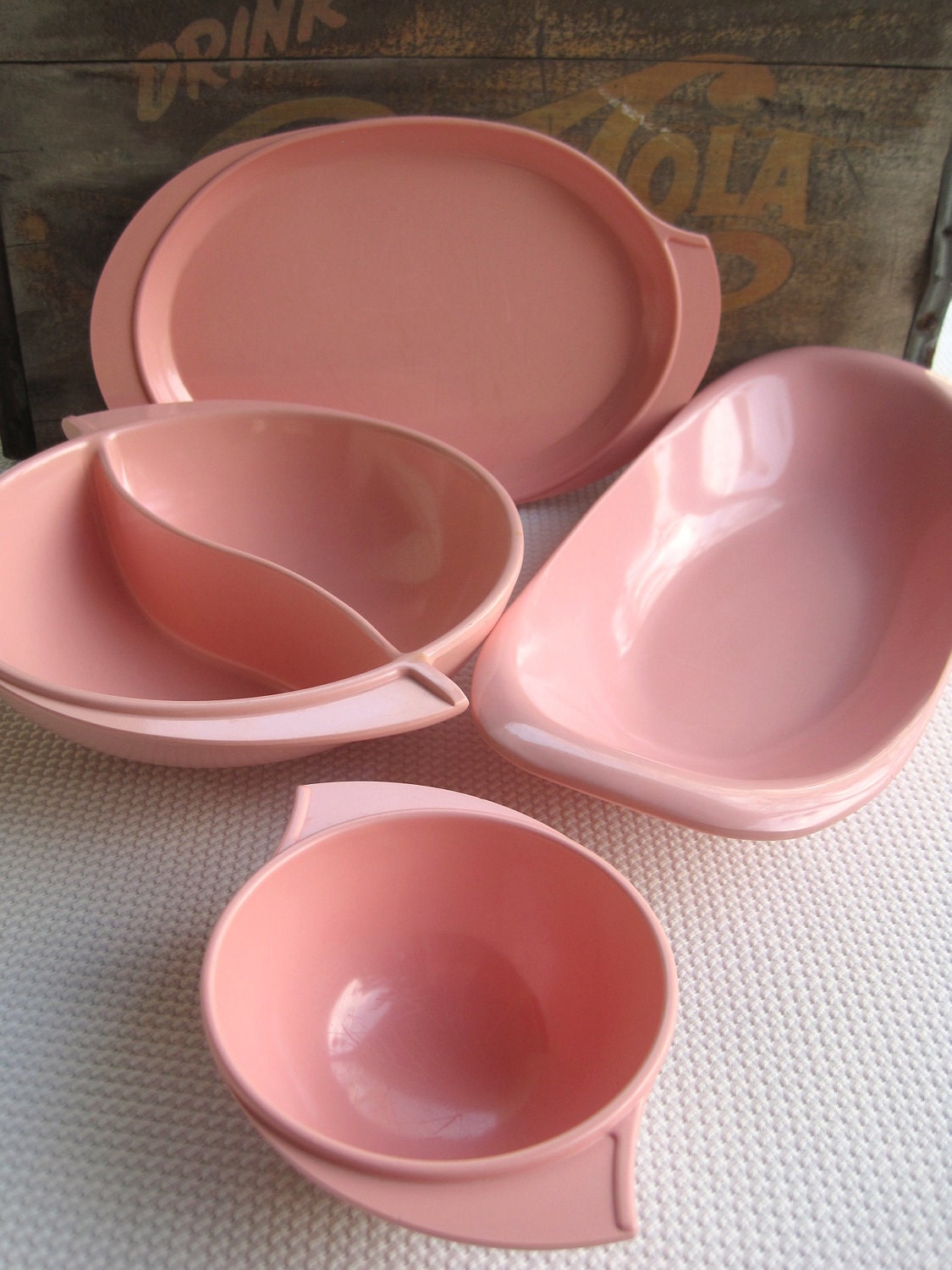 Vintage Pink Boonton Serving Bowls and Platters
