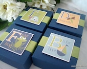 Navy Blue Alphabet Favor Boxes, Set of Ten