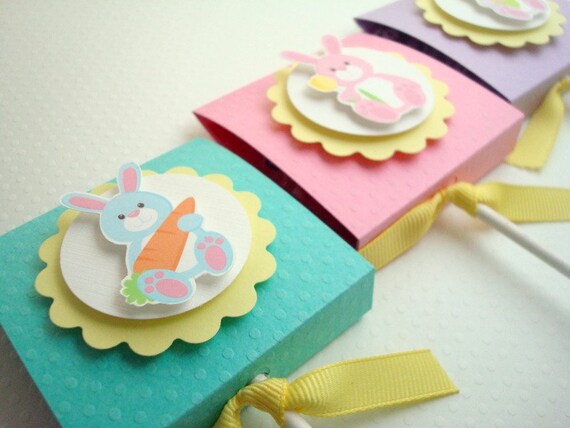 Easter Lollipop Favors, Pastel Bunnies, Set of Ten Il_570xn