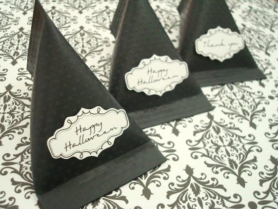 Candy Pouch Party Favors, Black Polka Dots, Set of Ten Il_570xn