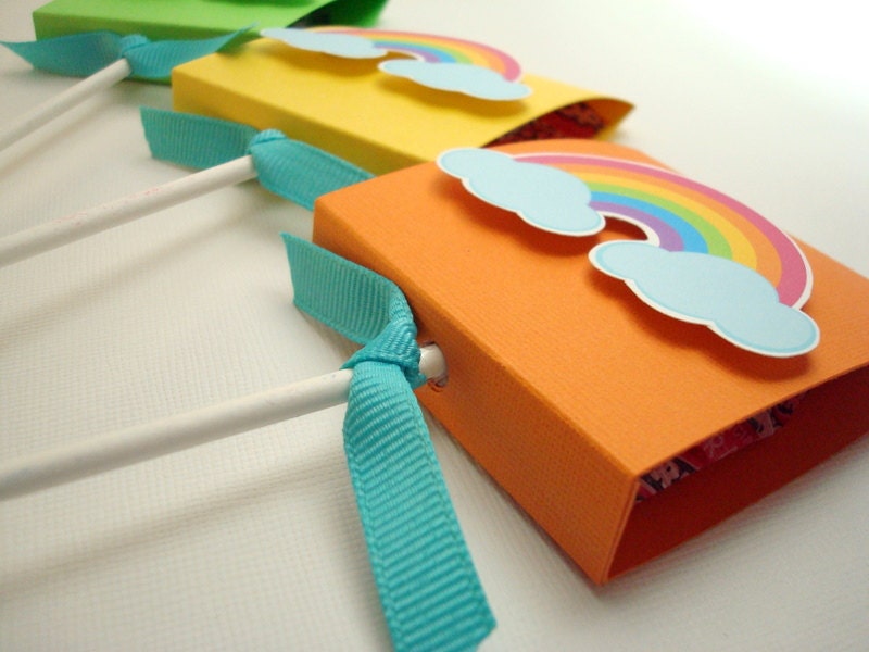 Bright Rainbow Lollipop Party Favors, Set of Ten
