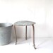 Primitive Metal Milking Stool Blue Seat