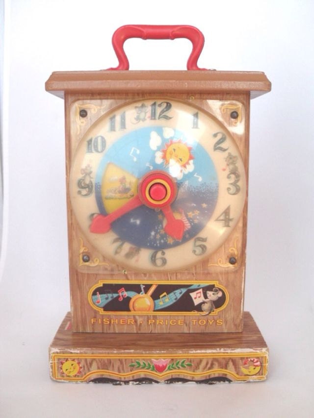 Vintage Fisher Price Toy Teaching Clock 1960s Working