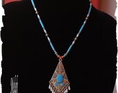 Turquoise and White Drop Pearl Necklace