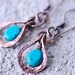 Wire Wrapped Copper Turquoise Earrings