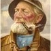 Fisherman, Man w Pipe, Lobsterman Mariner Old Man in the Sea Vintage Art Litho 8" x 10"ALTER SEER Western Germany HAERENDEL Artist