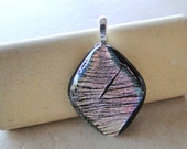 Pink, Silver, Gold, Green  Diamond Shaped Dichroic Glass Pendant (244/523)