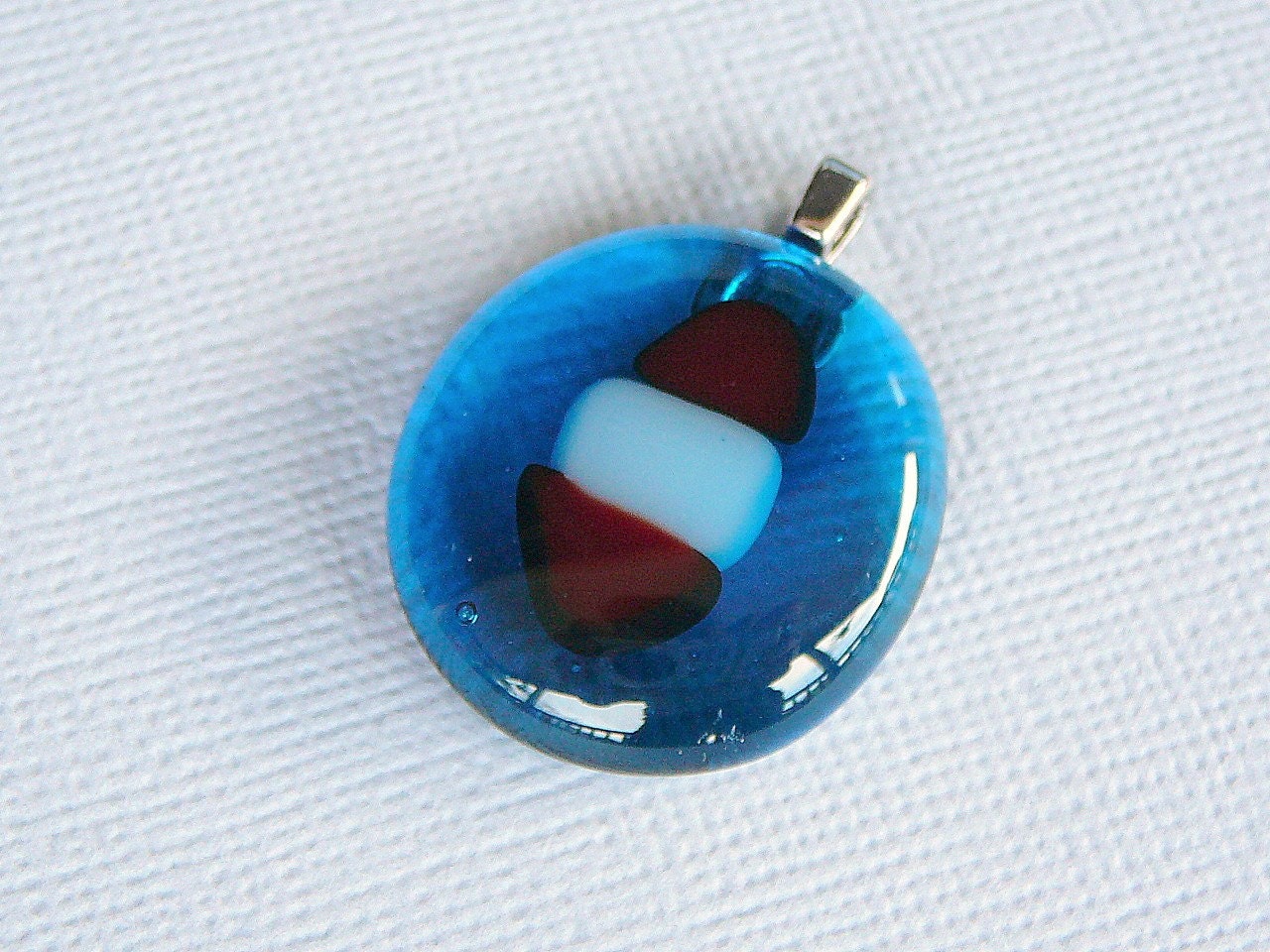 Red, White And Blue Patriotic Glass Pendant