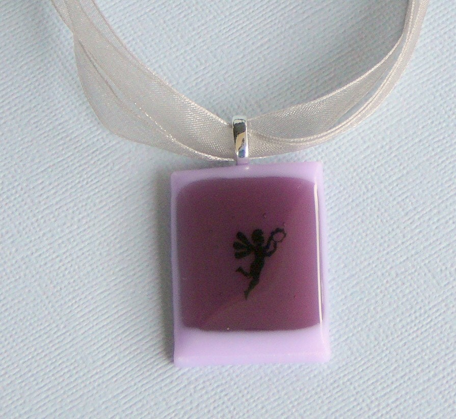 Lavender And Plum Fairy Glass Pendant