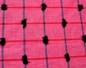 VTG fabric: red plaid with black tufts