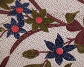 VTG fabric: hand blocked flower hanging