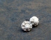 Pitfired Ceramic Button - earring posts  - Zeeuws knopje