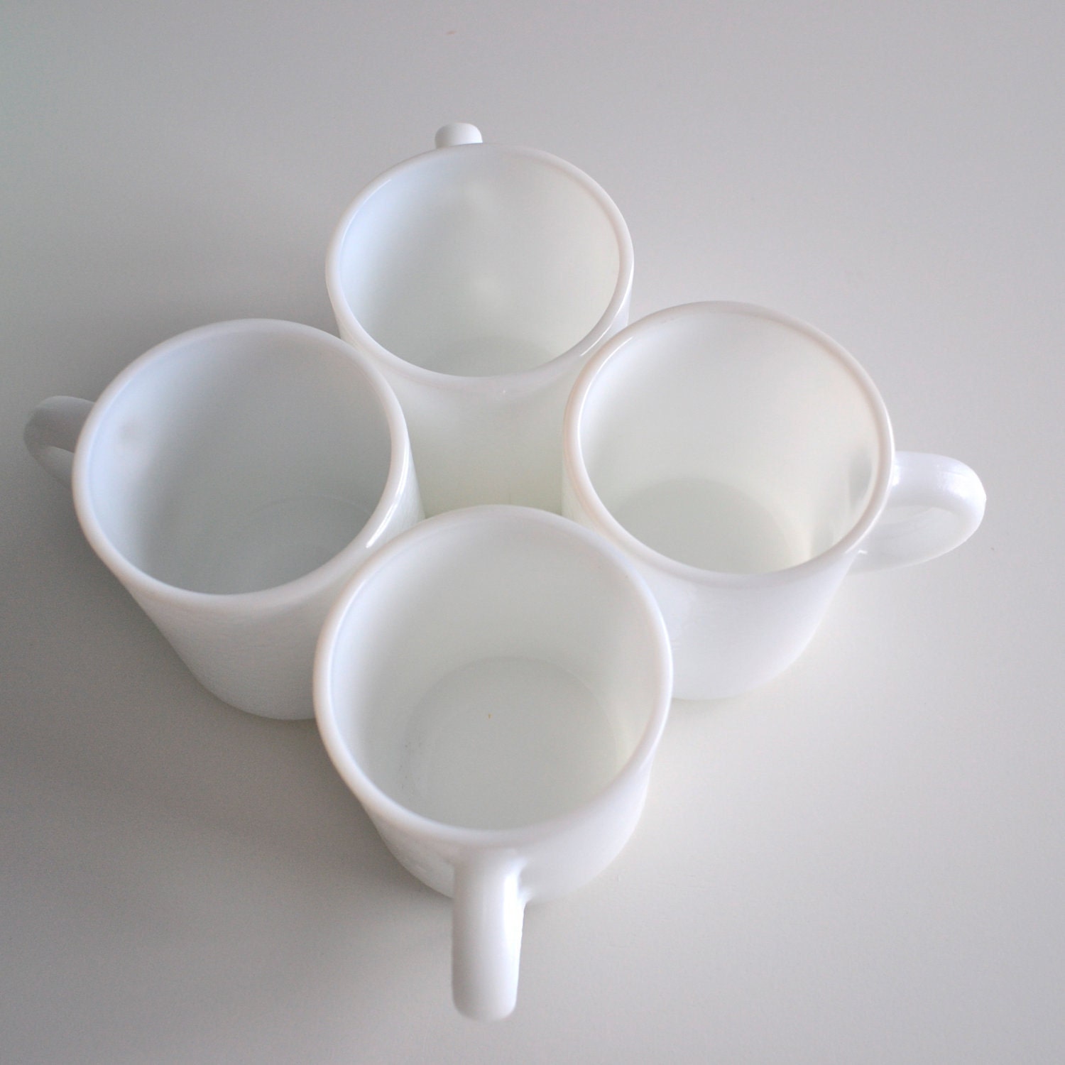 Vintage Milk Glass Coffee Mugs Set of Four 8 Ounces Each
