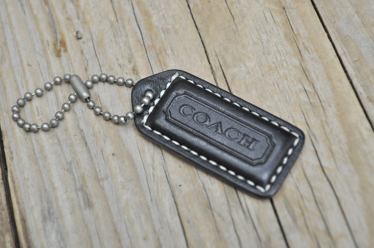 Black & Tan Leather Vintage Coach Key Fob Chain by TheRustyChicken