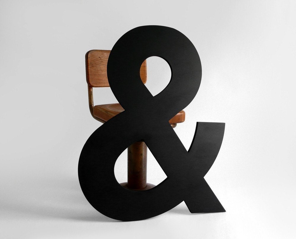 ON HOLD - Black Wood Ampersand Letter - Wall Hanging, Baby Name, Nursery, Wedding, Personalized