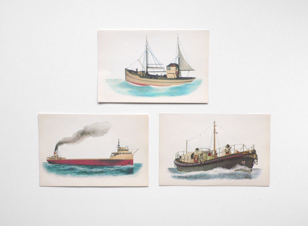 Vintage Ship Prints - Nautical, Sail Boat, Sea
