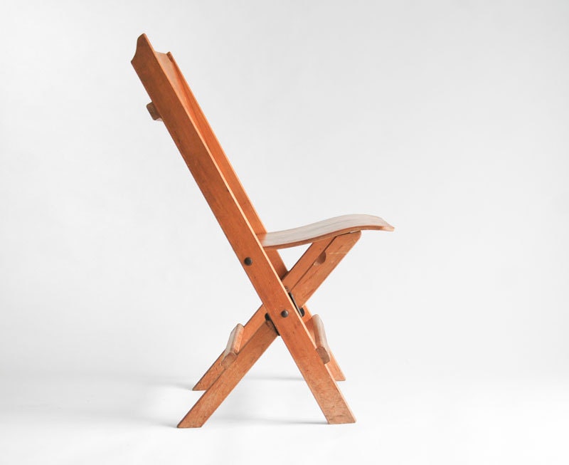 Antique Wood Folding Chairs - Mid Century, Modern, Theater, Wooden