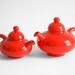 Vintage Red Ceramic Tea Pot - Mid Century, Modern, Retro, Kitchen, 1950's