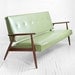 Reserved - Mid Century Green Sofa - Modern, Wood, Couch, Retro, Leather look, Eames
