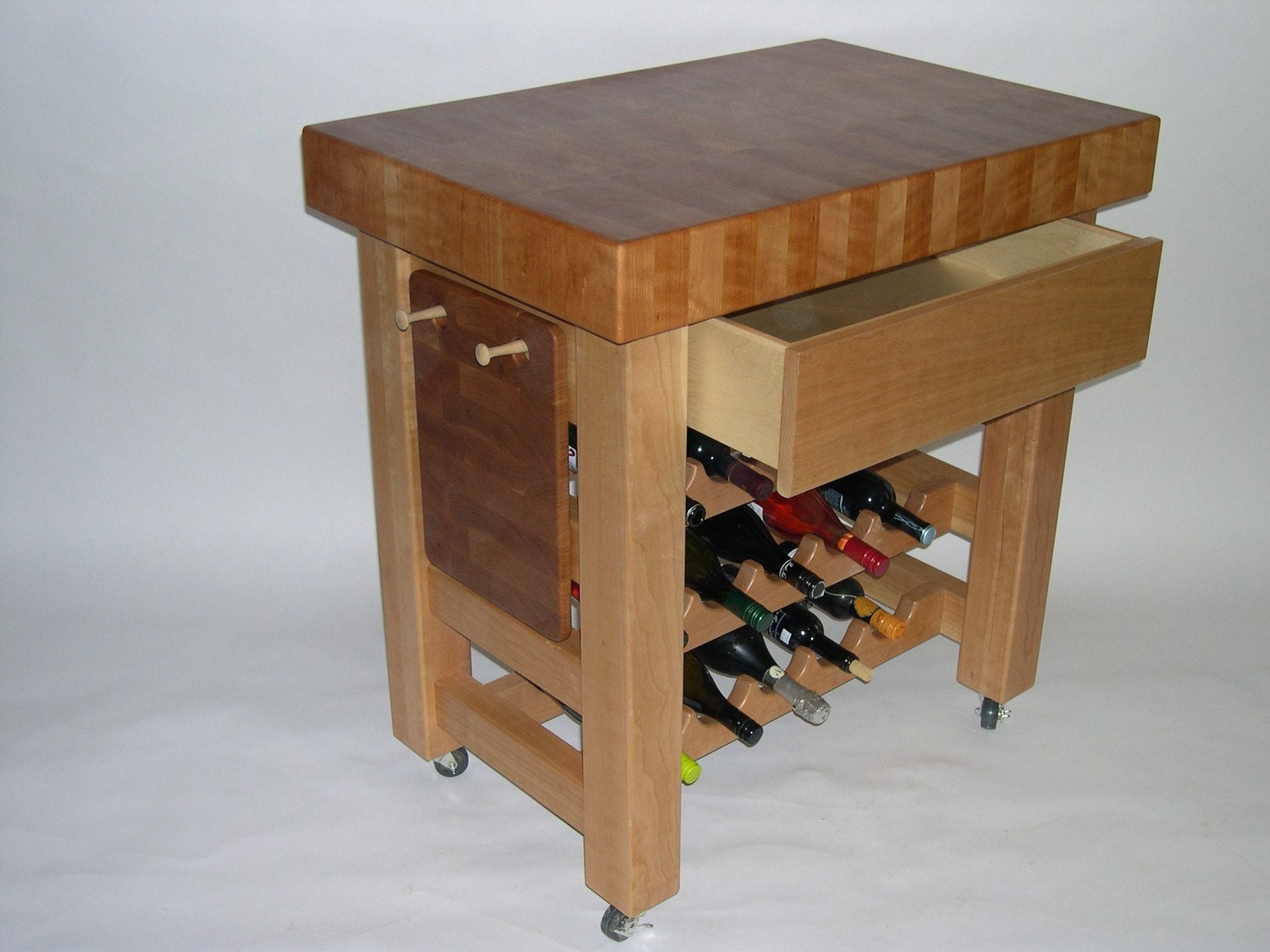 items similar to cherry butcher block island with wine rack on etsy items similar to cherry butcher block island with wine rack on etsy