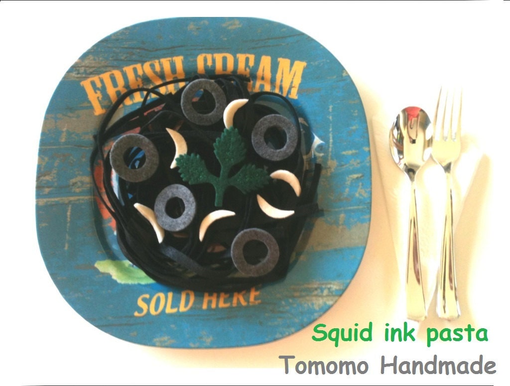 Etsy Pretend food - Play food - Felt food  Squid ink Pasta