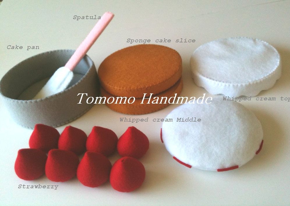 Felt food , How to make the Strawberry cake set.