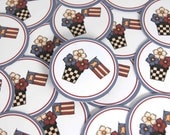 USA Flag and Flower Stickers SES114