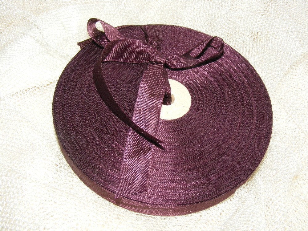 Vintage 1930's-40's French Woven Ribbon -Milliners Stock- 5/8 Inch Gorgeous Cabernet Wine