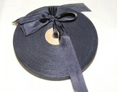 Vintage French 1930's-40's Woven Ribbon -Milliners Stock- 5/8 inch Dark Navy Blue