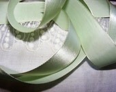 Vintage 1940's French Satin Ribbon 15/16 inch Gorgeous Pale Green