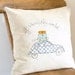 Embroidered Pillow Cover - 'Off to See the World' in blue - 16x16