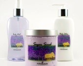 Whipped Sugar Scrub, Body Lotion & Body Mist Spray Perfume BODY TRIO (Lemon Lavender)