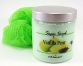 Sugar Scrub Exfoliating Body Polish Vanilla Pear 8 oz jar (Vegan Friendly and No Parabans)
