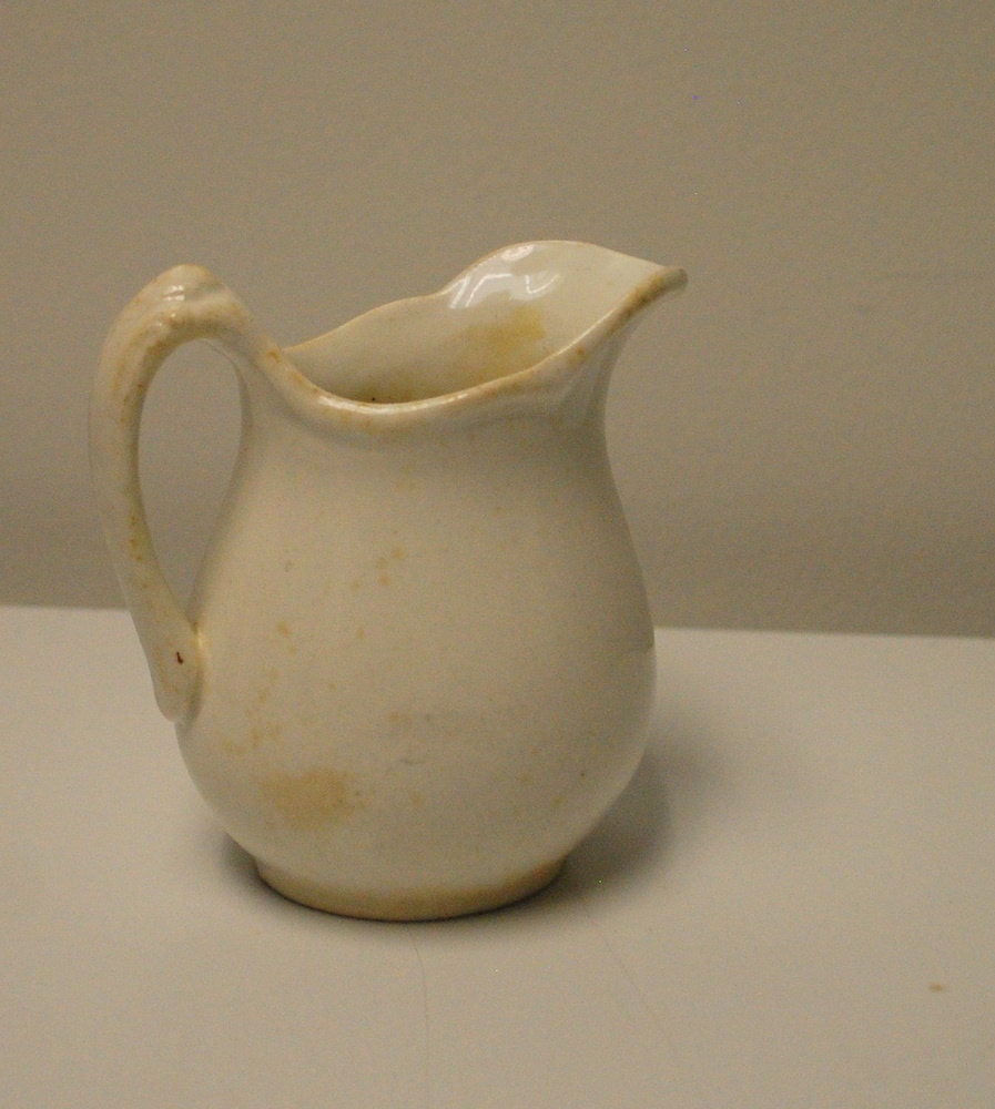 Ironstone Cream Pitcher White Antique Serving