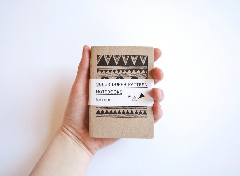 SUPERPATTERN Set of 4 hand-bound geometric pattern illustrated notebooks