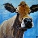 Cow Painting-  Lizzy  - 8x8 Giclee Reproduction on stretched canvas