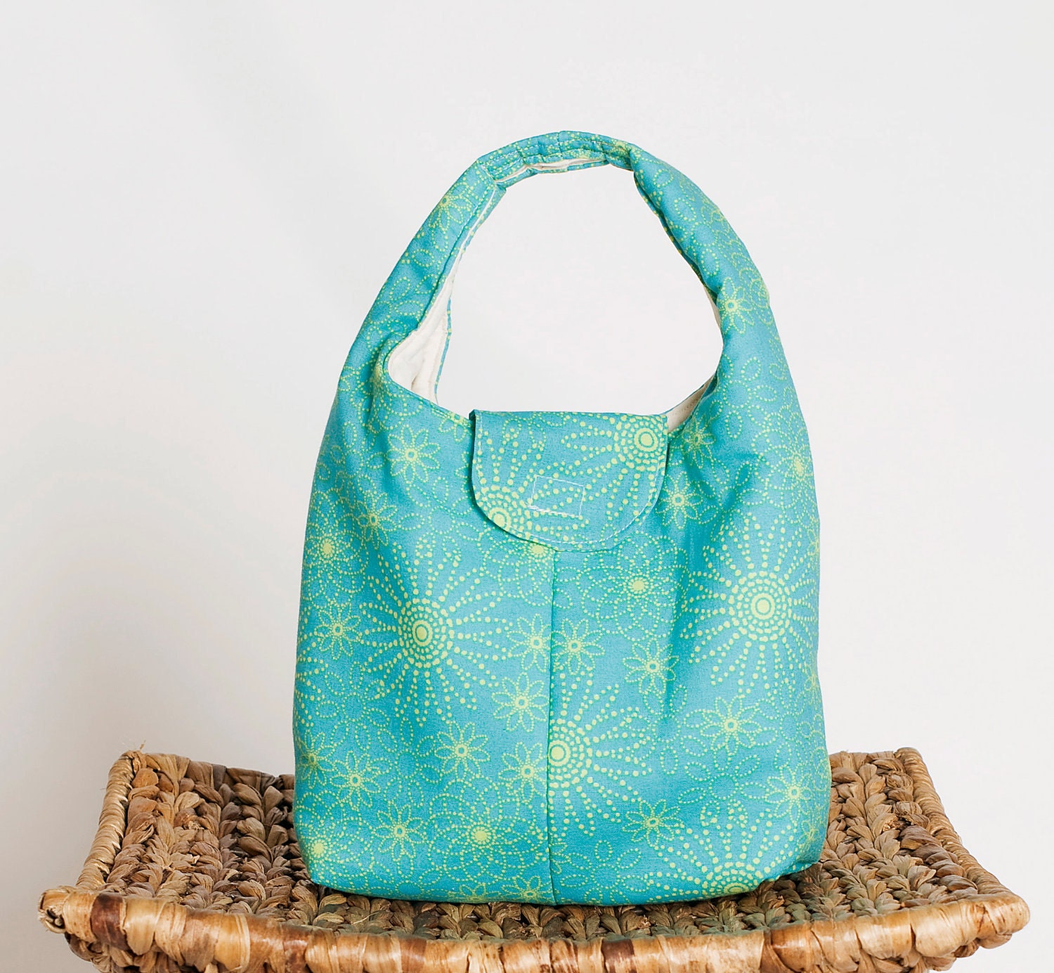Lunch Bag Insulated Eco Friendly  - Turquoise and Lime