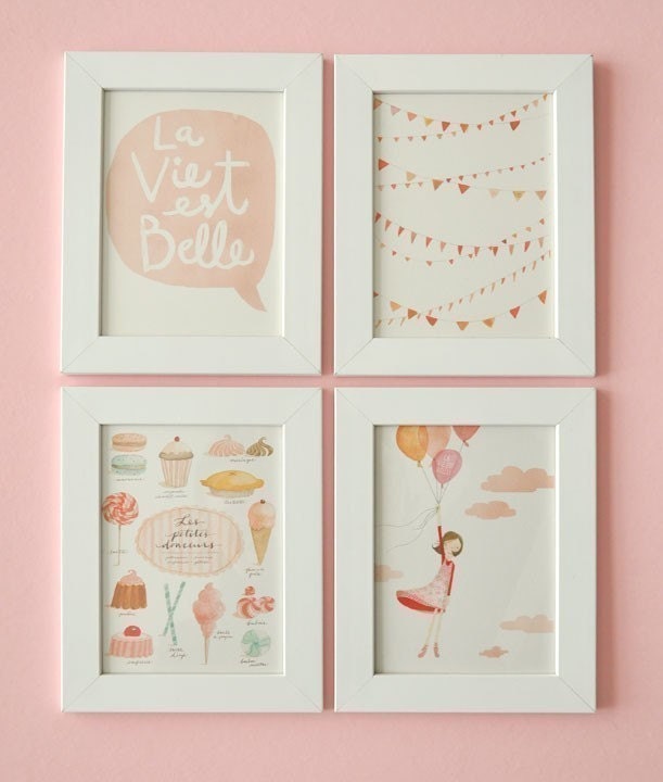 La Vie est Belle - FOR FRAMING Set of 4 prints and 1 FREE