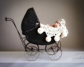 Round Pom Pom Baby Blanket  Afghan Photographer Prop