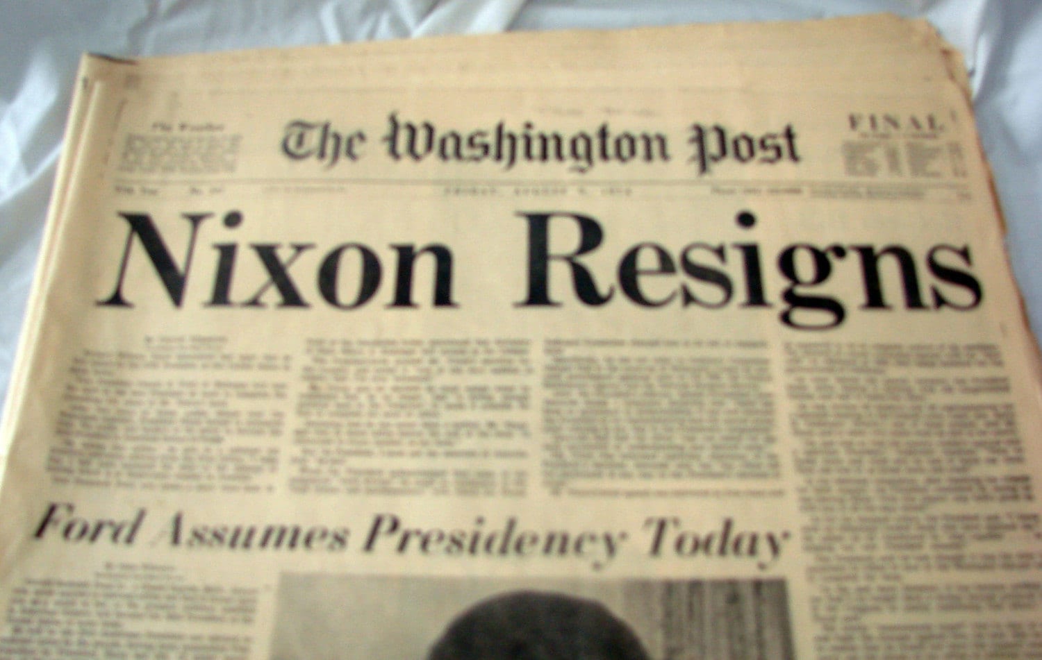 Nixon Resigns Headline Newspaper August 9 1974 The By Campvintage 