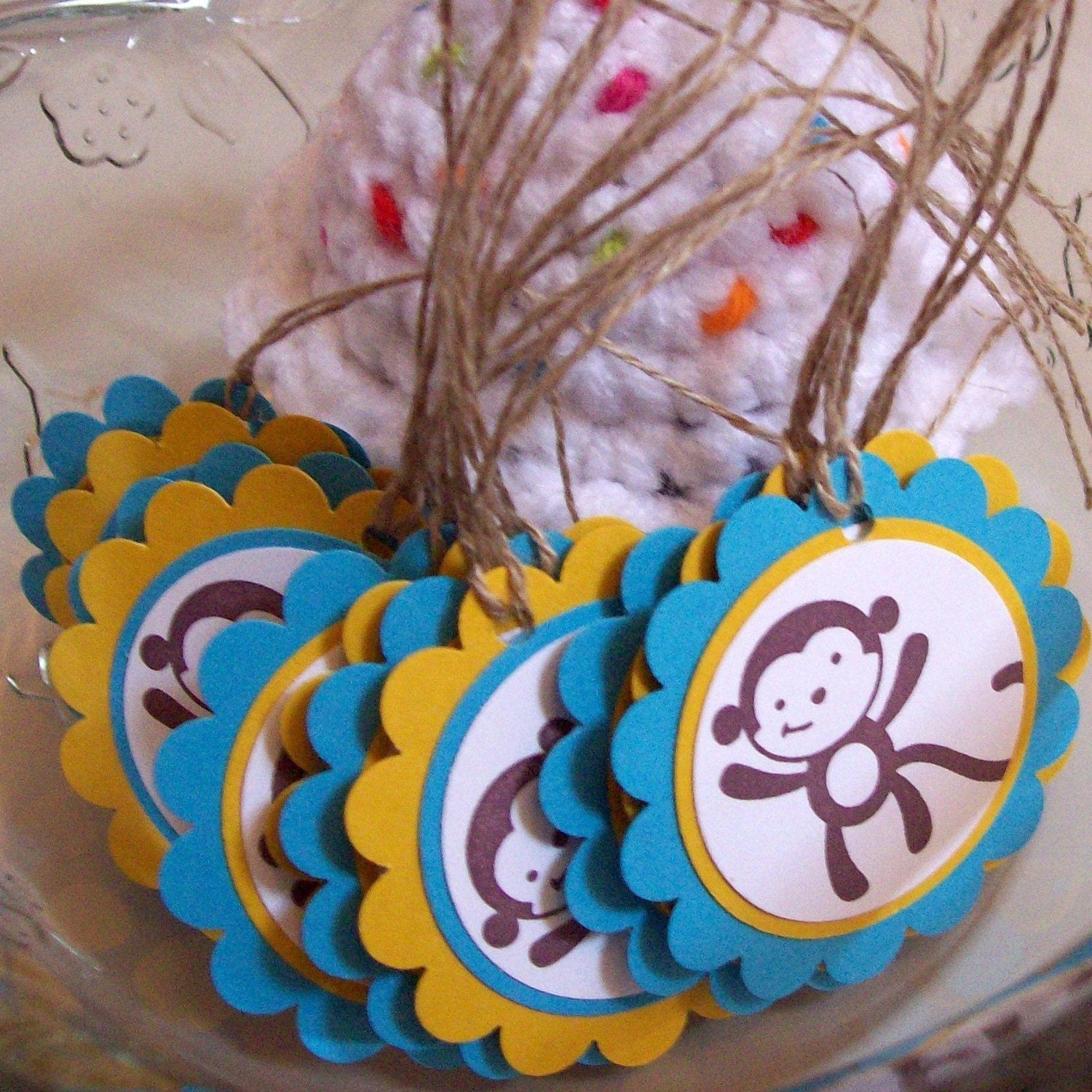 Monkey Favor Tags, Mod Monkey Favor Tags, Monkey Labels - Set of 10