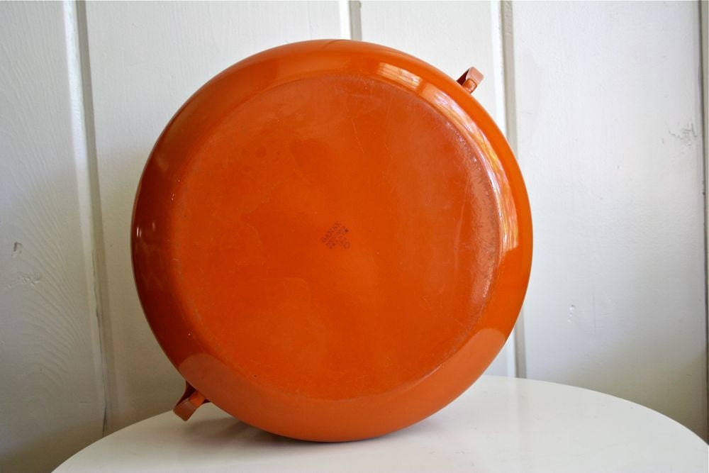 Vintage Dansk Kobenstyle Enamel Cookware - IHQ Enameled Jens Quistgaard Large Dutch Oven - Orange