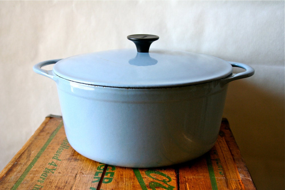 Vintage Cousances Dutch Oven Pan LeCreuset Le Creuset France 1950s Blue SALE was 100